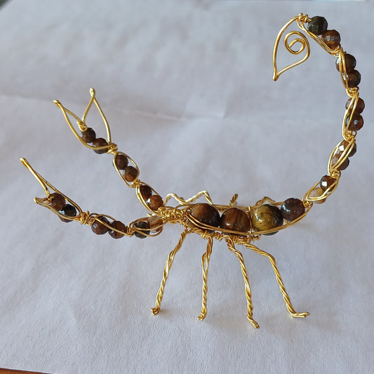 Tiger Eye and Wire Scorpion Sculpture