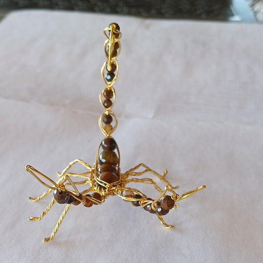 Tiger Eye and Wire Scorpion Sculpture