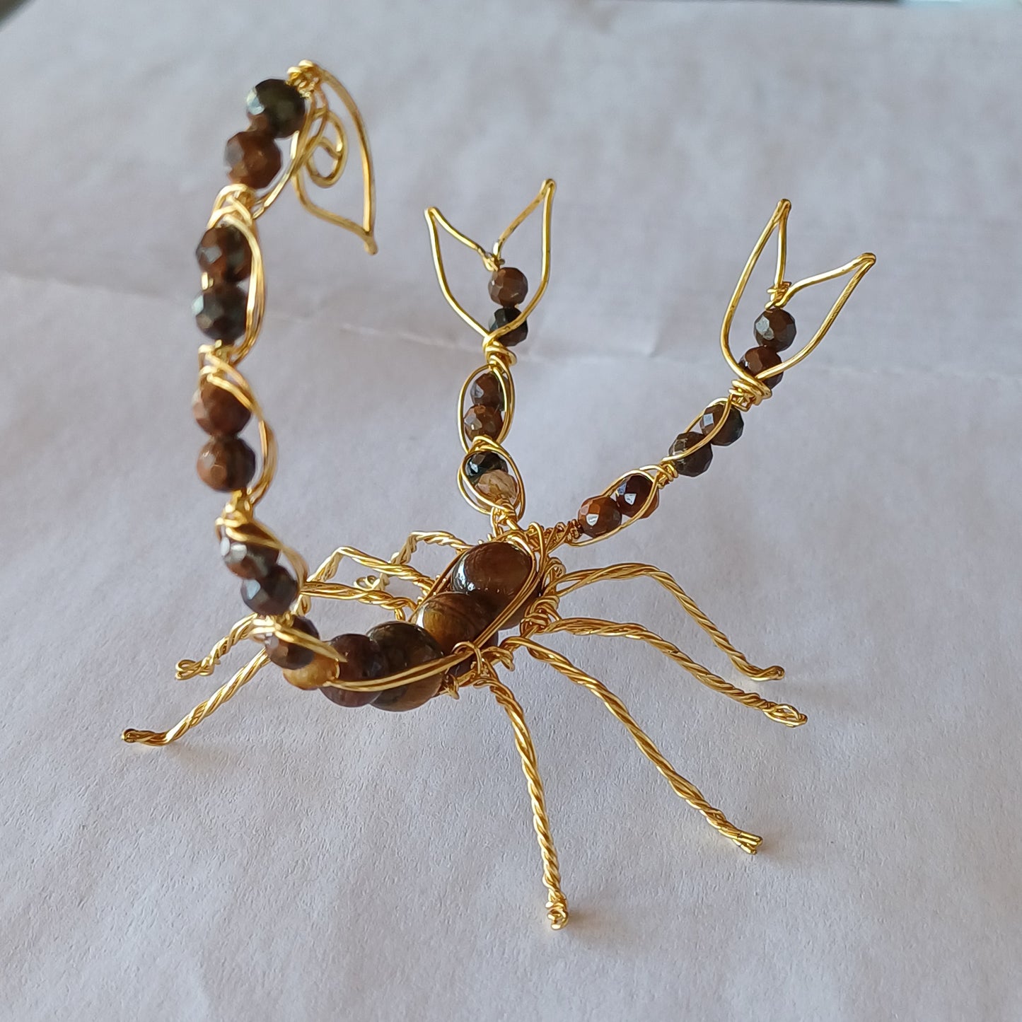 Tiger Eye and Wire Scorpion Sculpture