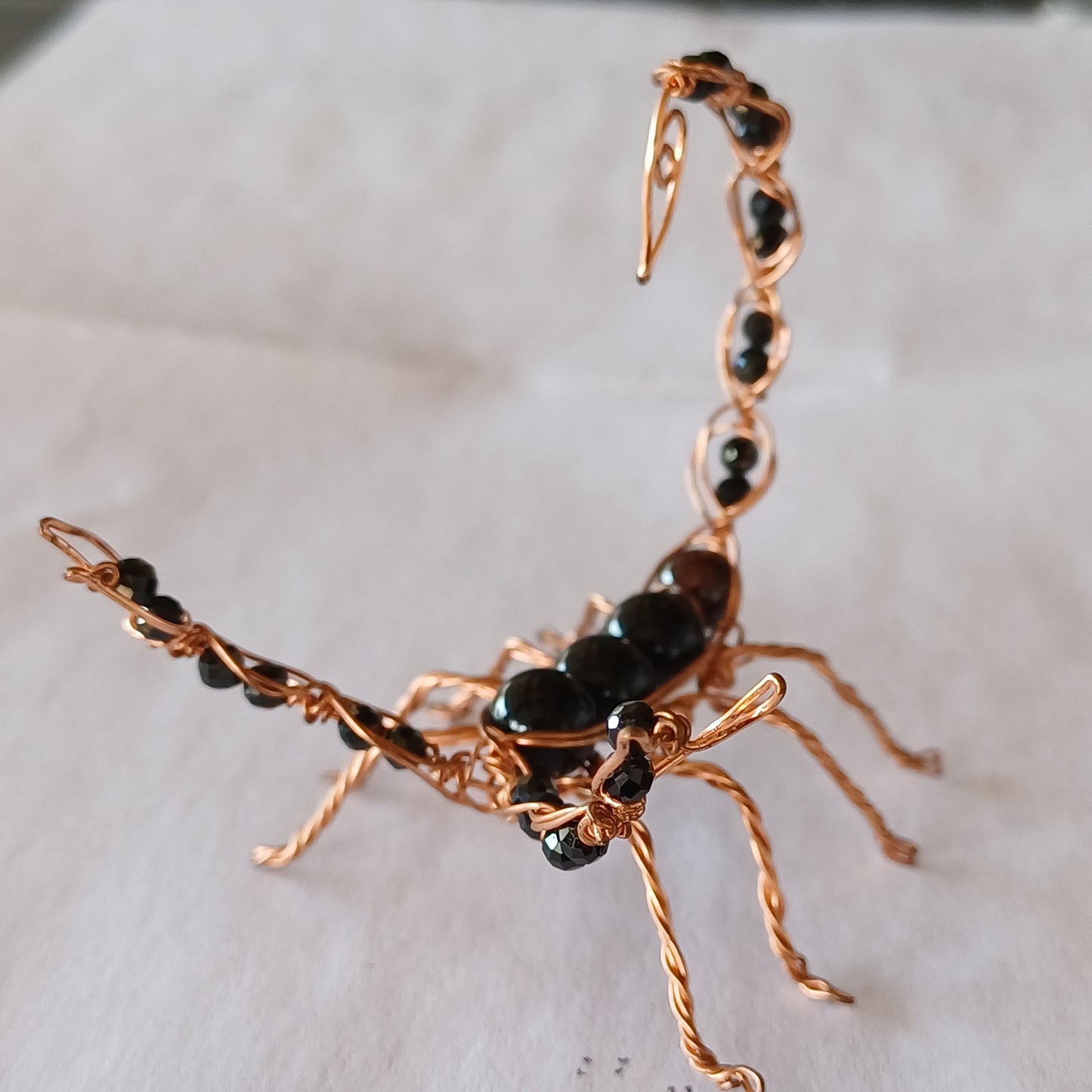 Obsidian, Black Spinel and Copper Wire Scorpion