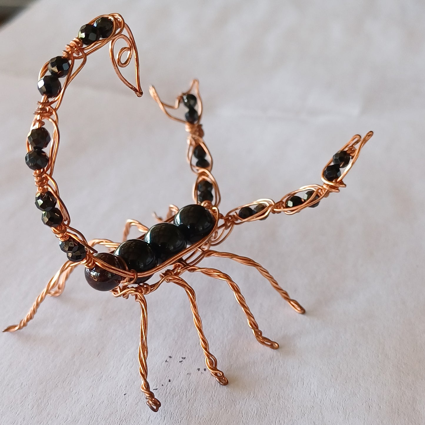 Obsidian, Black Spinel and Copper Wire Scorpion