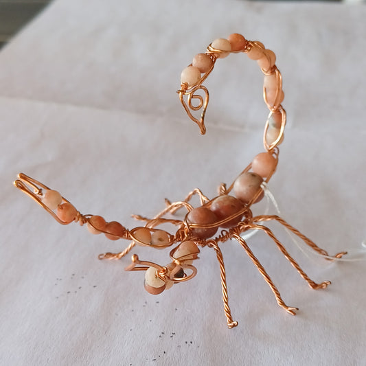 Feldspar / Sunstone and Copper wire Scorpion