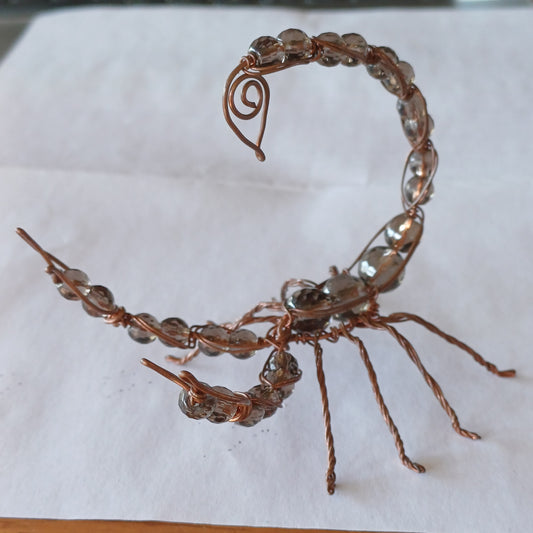 Smoky Quartz and Natural Copper wire Scorpion