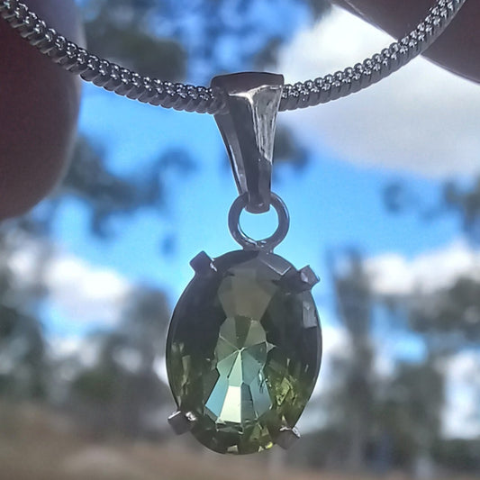 925 Sterling Silver and 2 carat Oval Peridot Pendant