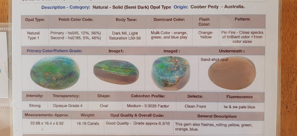 18.19 carat SUPERB Australian Coober Pedy Opal - with Valuation