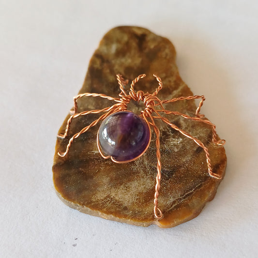 Wire and Amethyst Spider
