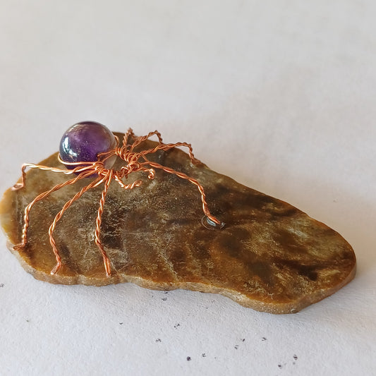 Wire and Amethyst Spider